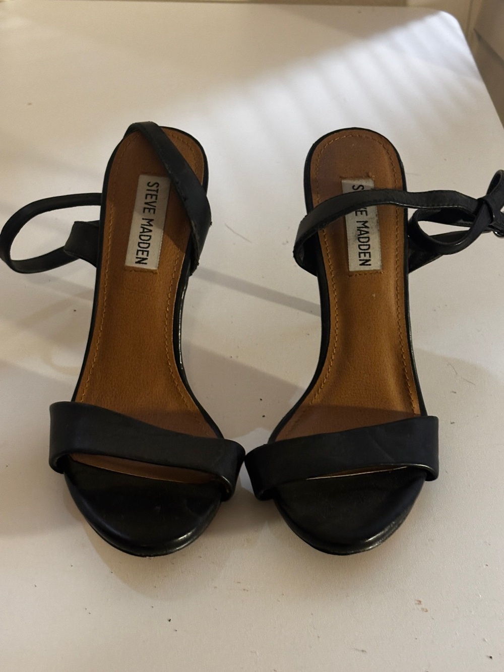Steve Madden Black Open-Toe Ankle Strap Heels
